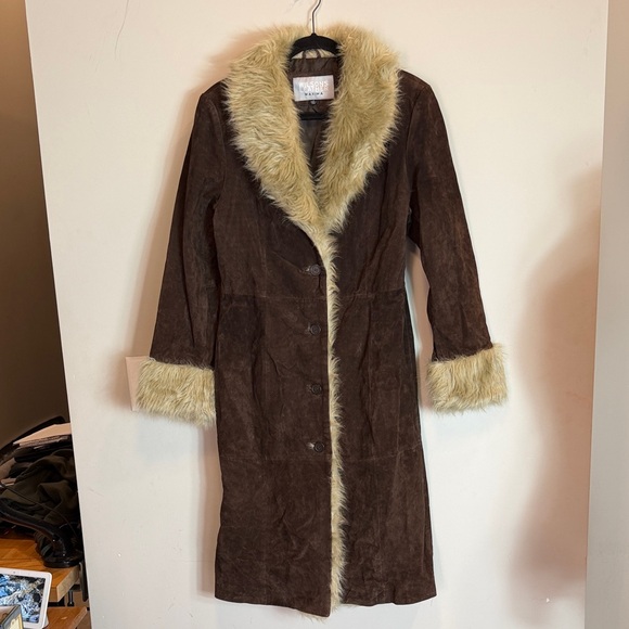 Wilsons Leather Jackets & Blazers - Wilsons Leather Maxima Suede Fur Trim Penny Lane Afghan Coat Size Small